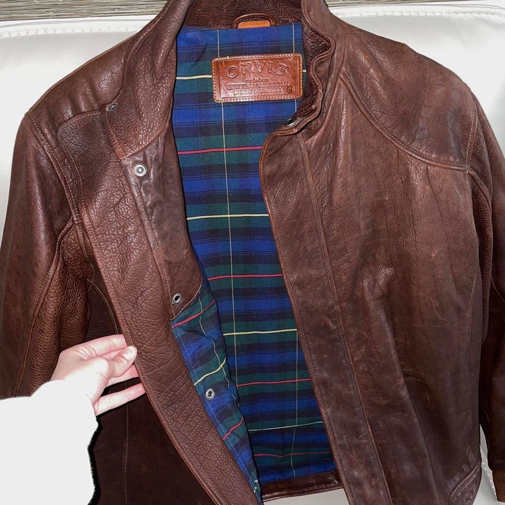 ORVIS Men’s Brown Leather Bomber Jacket